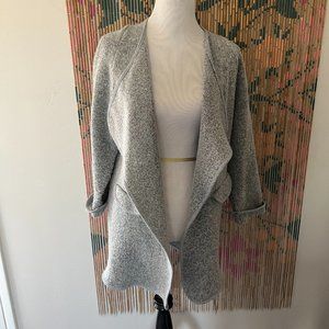 Grey Wool Blend Open Front Jacket